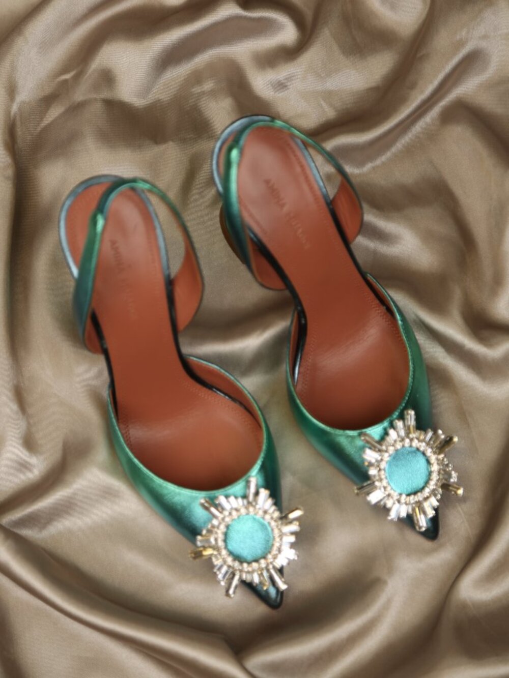 Rare AMINA MUADDI Begum Metallic Slingbacks